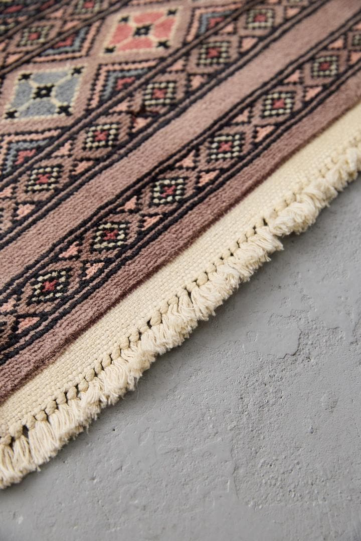 ヴィンテージラグ　トライバルラグ　パキスタン産（100×63cm）青　茶　グレー