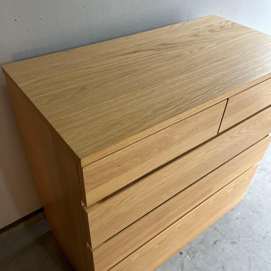 栗おこわ★無印 木製チェスト４段　オーク材