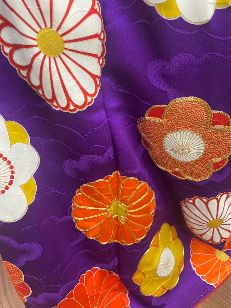 アンティーク着物　子ども　四つ身　レトロ　花丸文　七五三　13参り