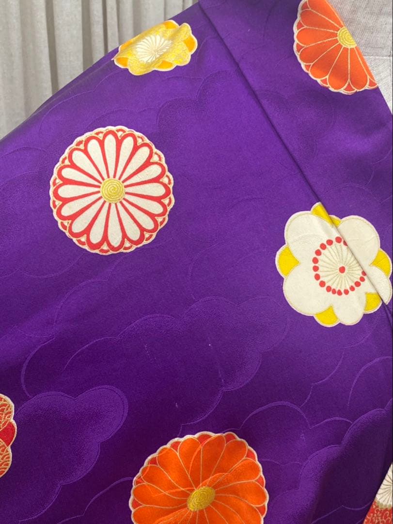 アンティーク着物　子ども　四つ身　レトロ　花丸文　七五三　13参り