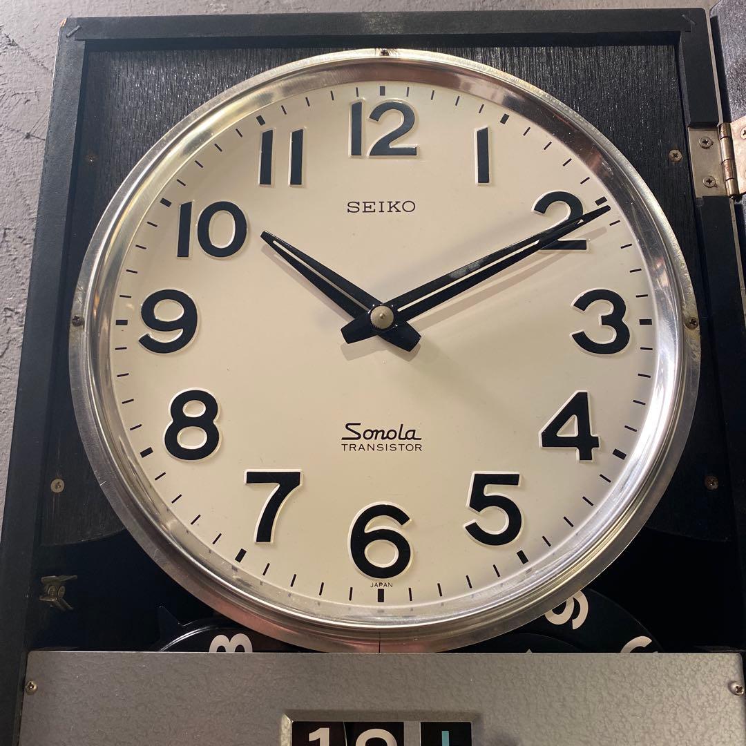 昭和40年代 SEIKO ソノーラトランジスター壁掛け時計 カレンダー 時打時計