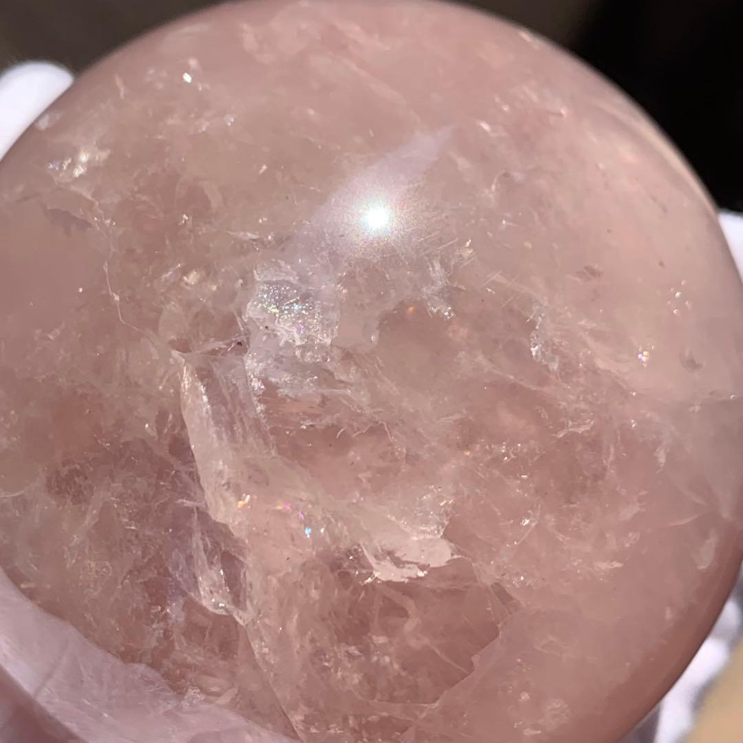 パープルローズクォーツ　スター＆虹入り　スフィア　ブラジル産　天然石