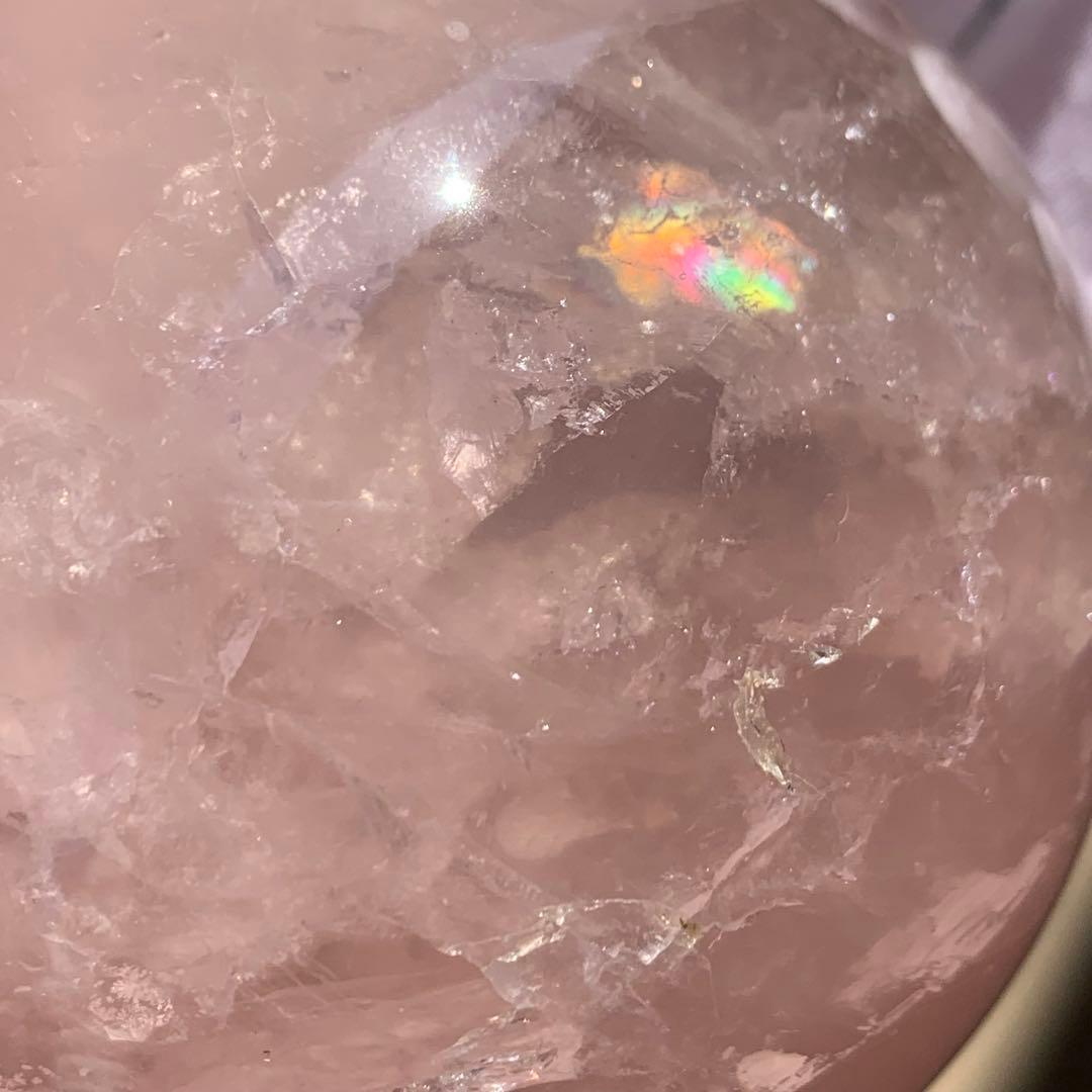 パープルローズクォーツ　スター＆虹入り　スフィア　ブラジル産　天然石