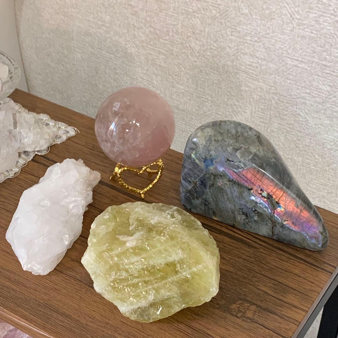 パープルローズクォーツ　スター＆虹入り　スフィア　ブラジル産　天然石