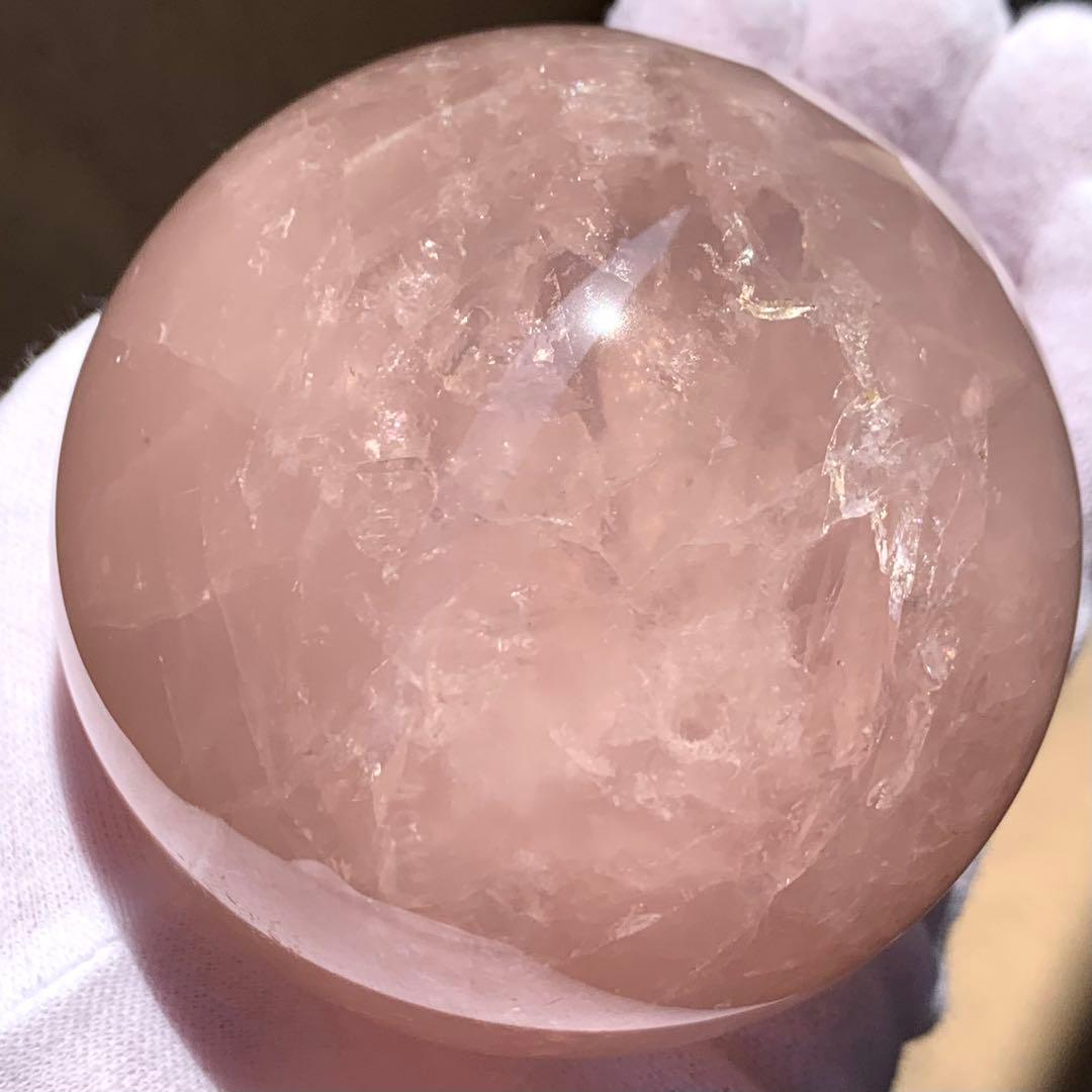 パープルローズクォーツ　スター＆虹入り　スフィア　ブラジル産　天然石