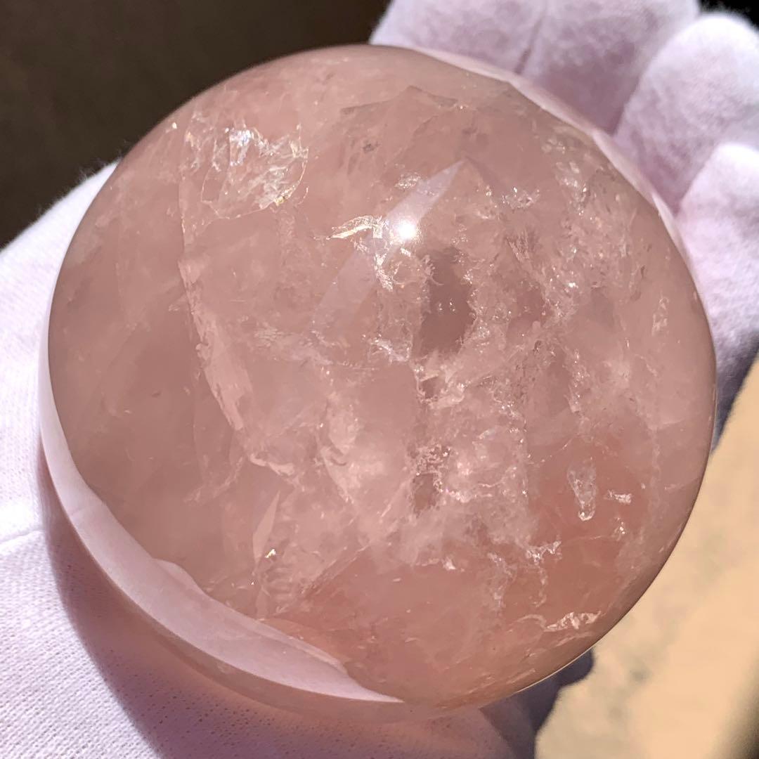 パープルローズクォーツ　スター＆虹入り　スフィア　ブラジル産　天然石