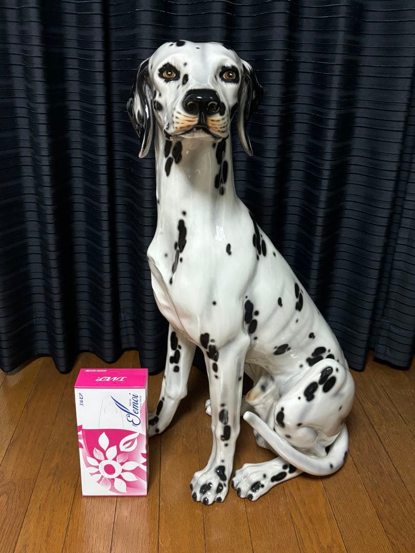 イタリア製 ダルメシアン 置物 陶器 実寸 オブジェ モニュメント 犬