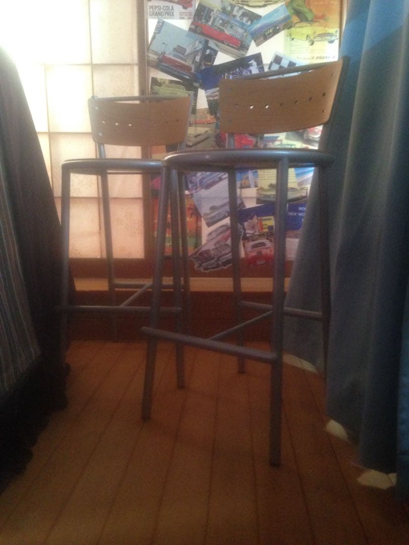 2脚カウンターチェア高い椅子イスいす木目調二脚