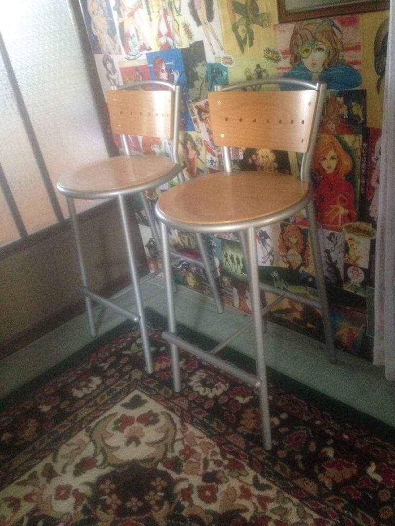 2脚カウンターチェア高い椅子イスいす木目調二脚