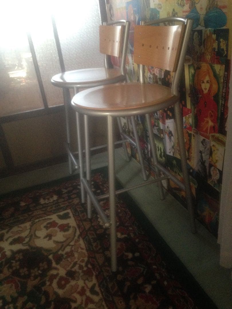 2脚カウンターチェア高い椅子イスいす木目調二脚