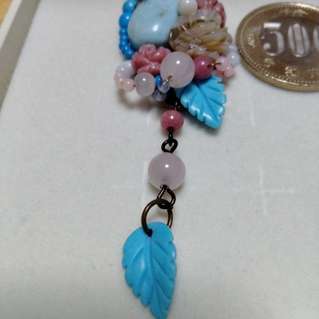 ラリマー＆可愛さ満点 花束ペンダントトップ