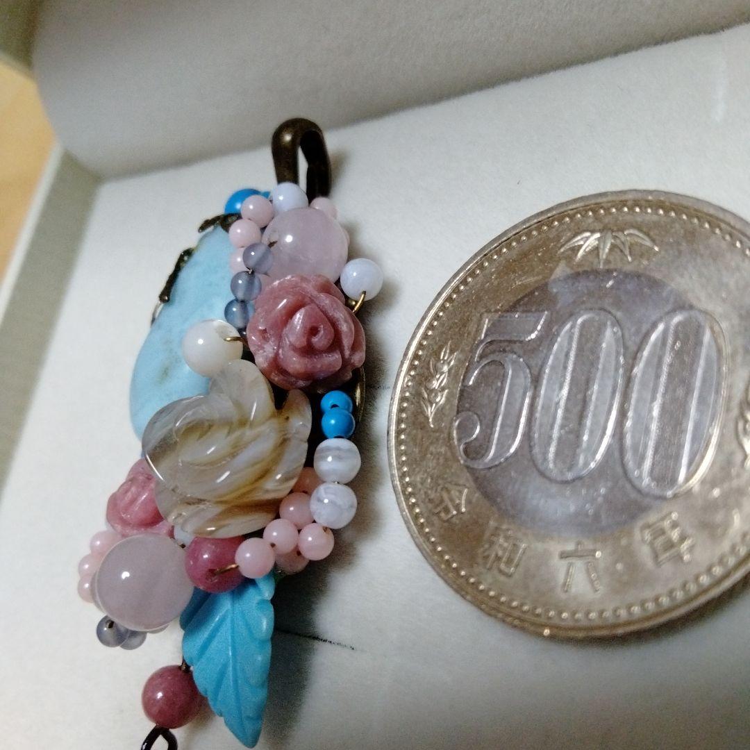 ラリマー＆可愛さ満点 花束ペンダントトップ