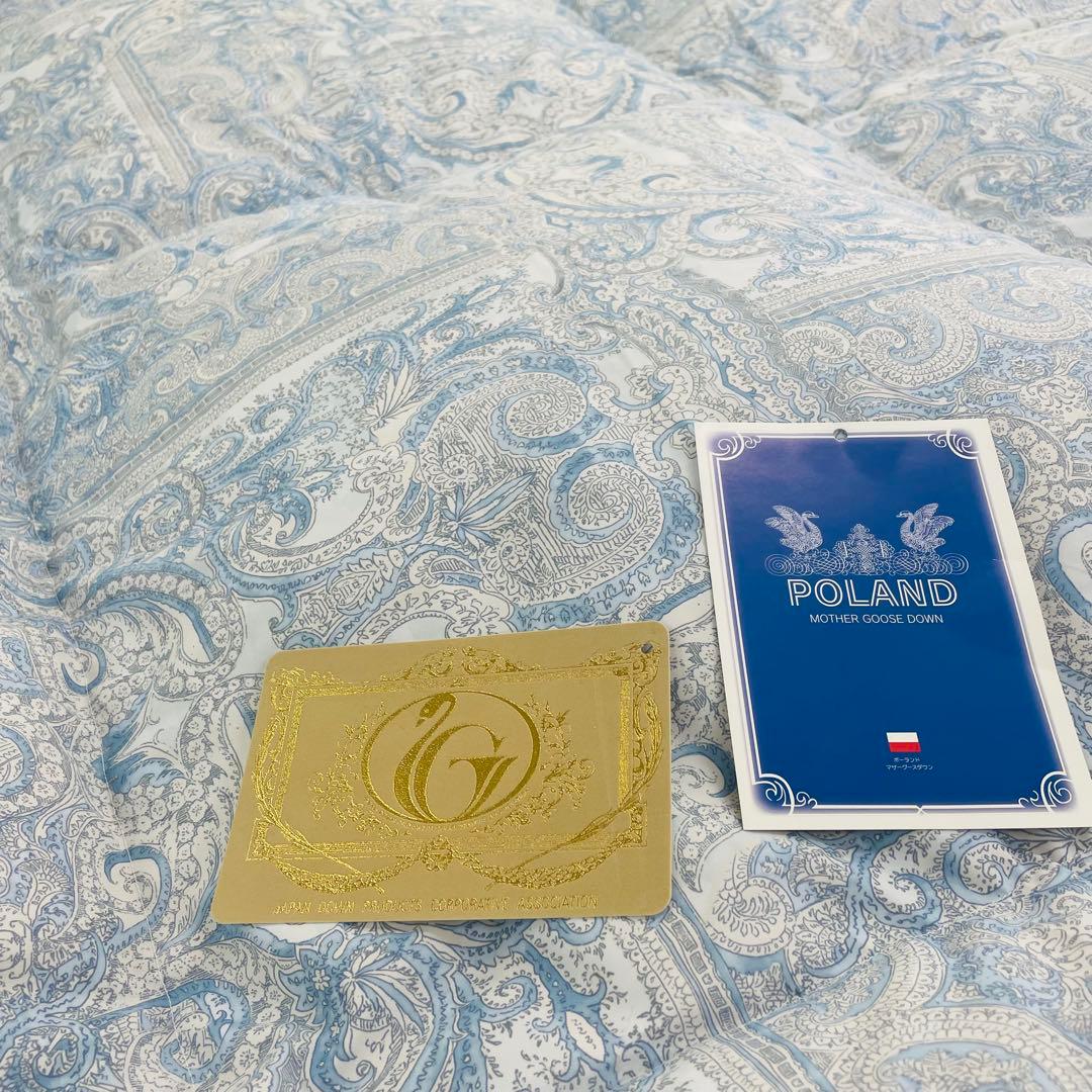 羽毛布団 セミダブル ポーランド産ホワイトマザーグース 軽量生地 25738BL