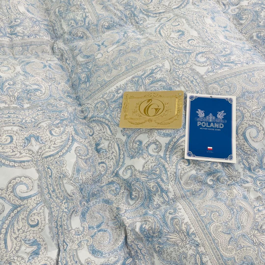 羽毛布団 セミダブル ポーランド産ホワイトマザーグース 軽量生地 25738BL