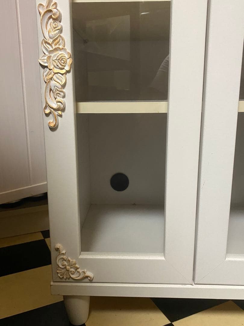 フレンチ♦️ロココ ガラス扉 キャビネット♦️コレクションケース♦️アシンメトリー