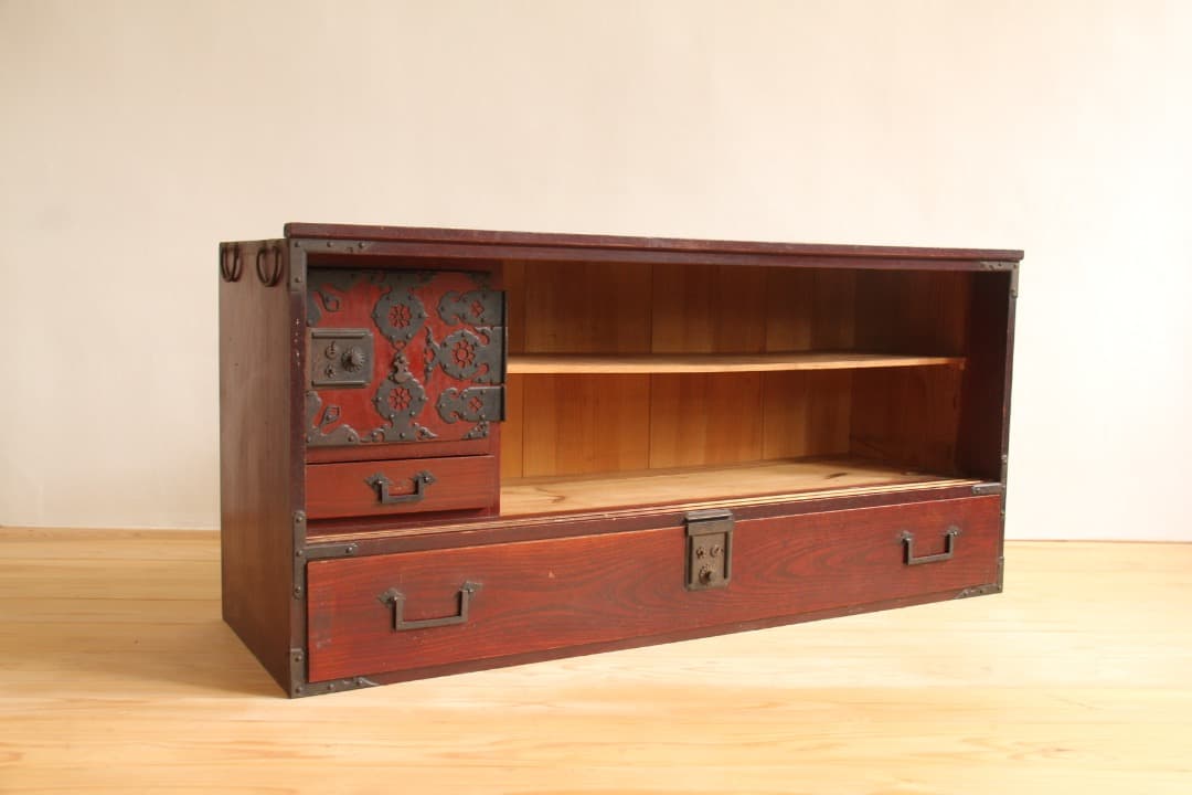 ローボード　2段　木製　収納棚　古道具　古家具　ビンテージ　アンティーク　レトロ