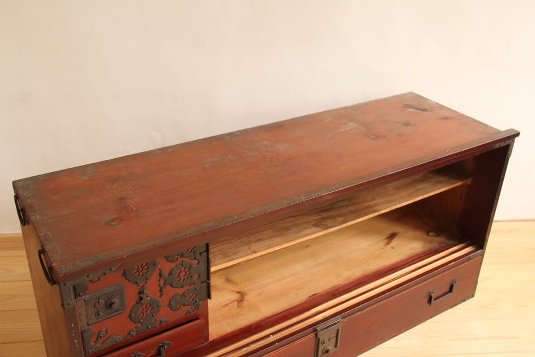 ローボード　2段　木製　収納棚　古道具　古家具　ビンテージ　アンティーク　レトロ