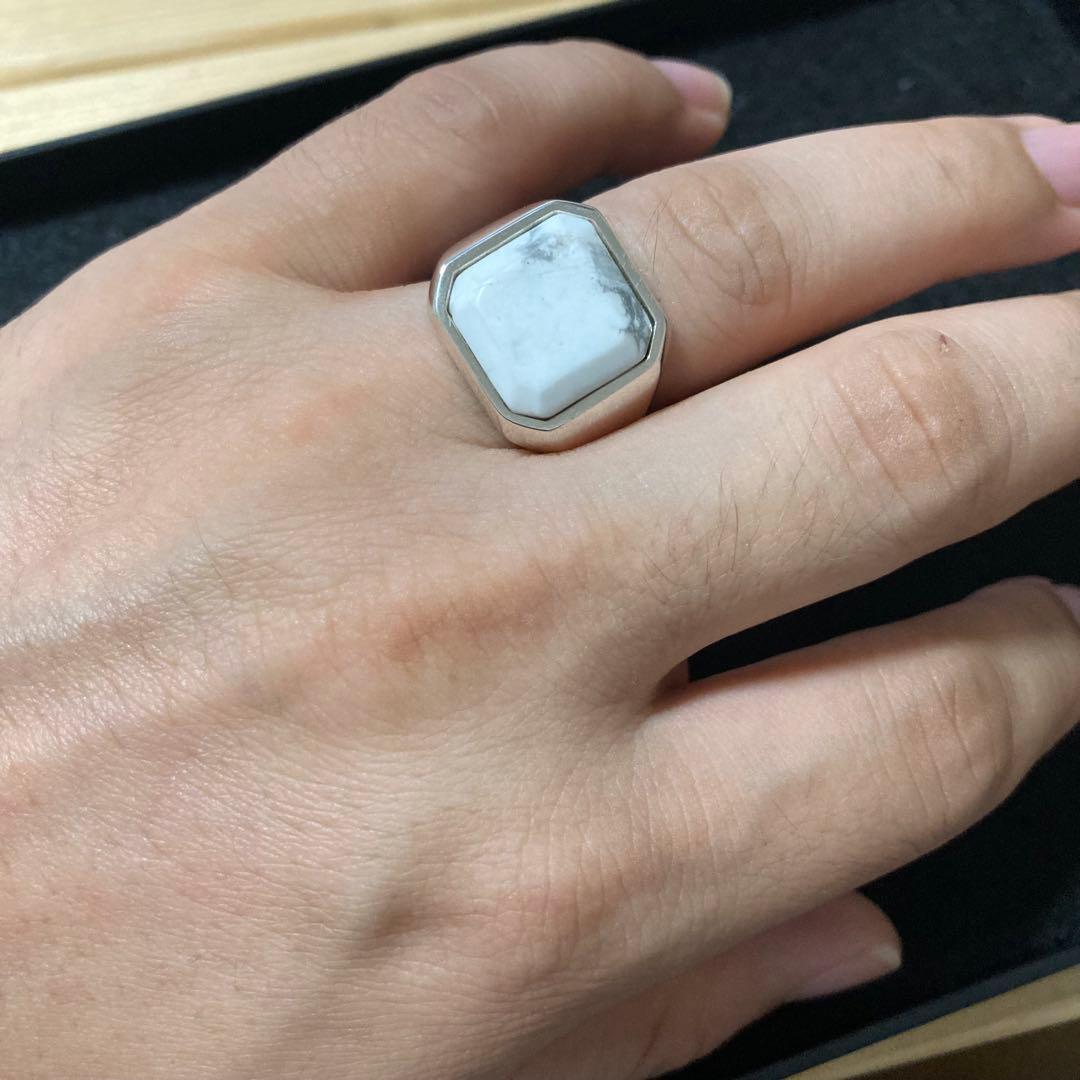 石に訳あり、新品 パワーストーン 指輪 19号 ハウライト シルバー925