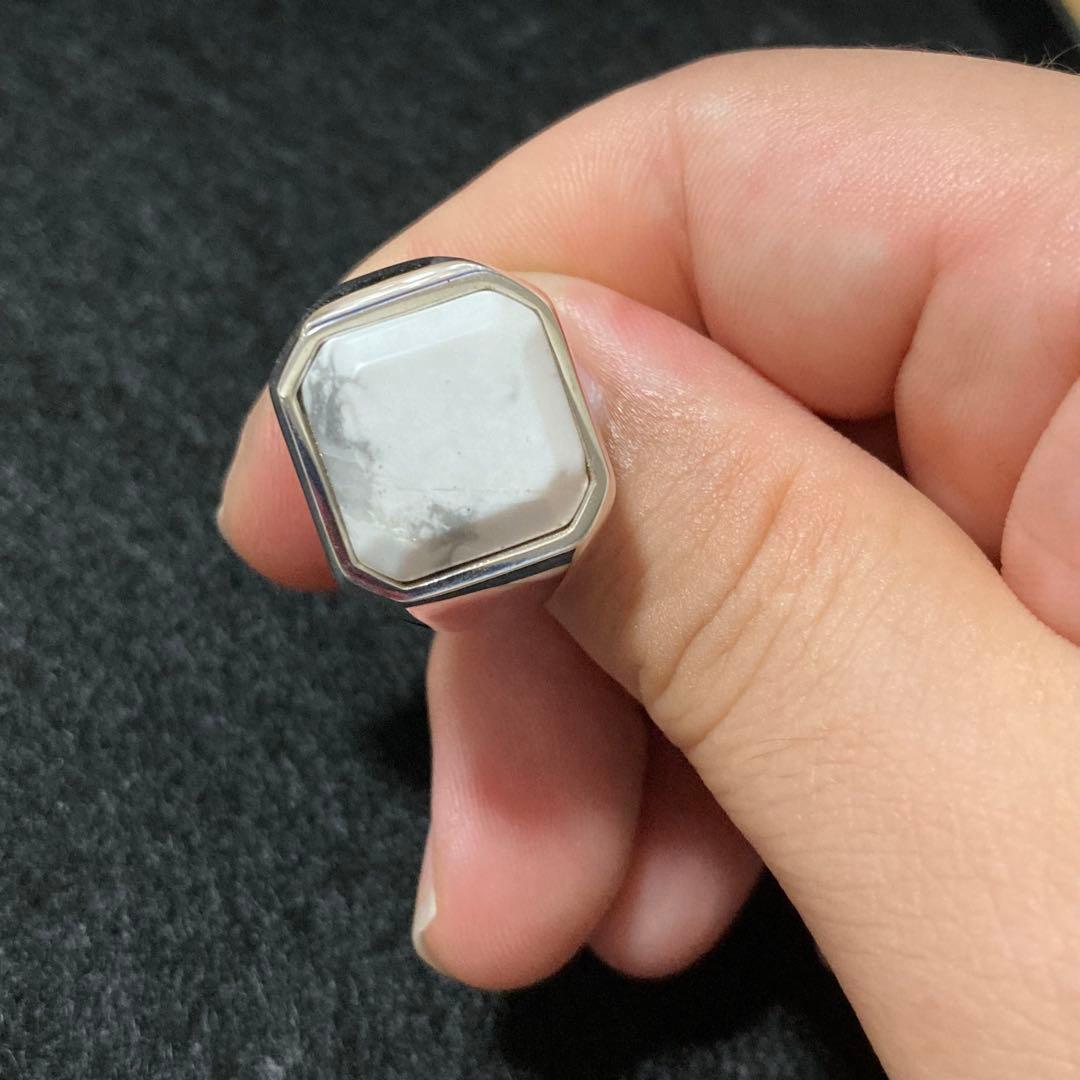 石に訳あり、新品 パワーストーン 指輪 19号 ハウライト シルバー925