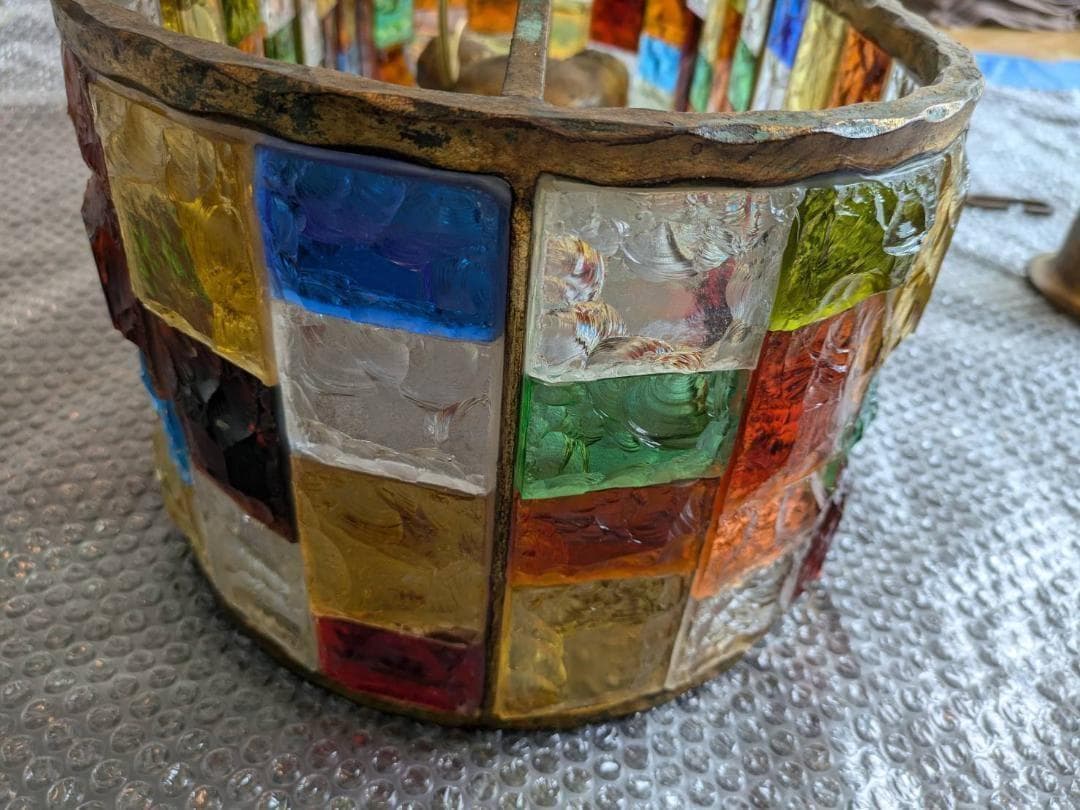 【超希少】イタリア製　シャンデリア　照明　アンティーク　ガラス　ビンテージ