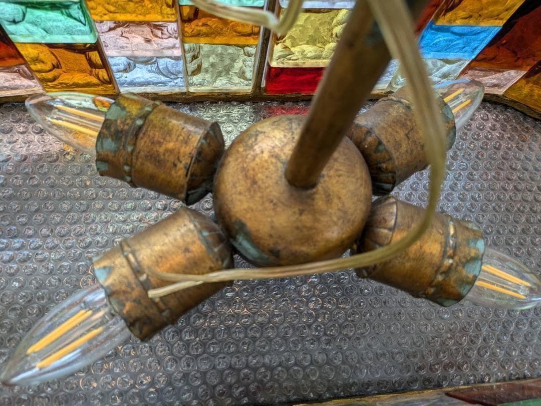 【超希少】イタリア製　シャンデリア　照明　アンティーク　ガラス　ビンテージ