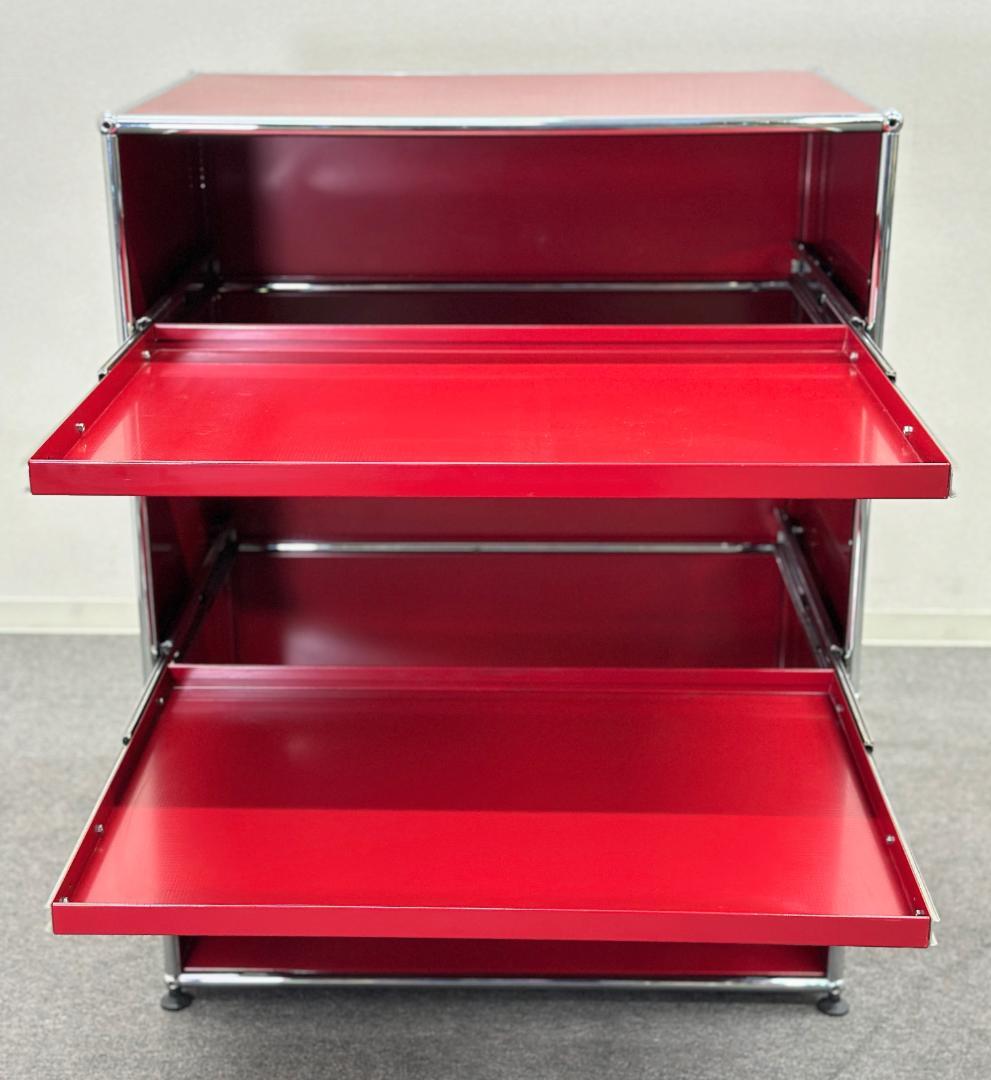 正規品■USMハラー■シェルフ　スライドトレー付き　奥行き深め　ルビーレッド