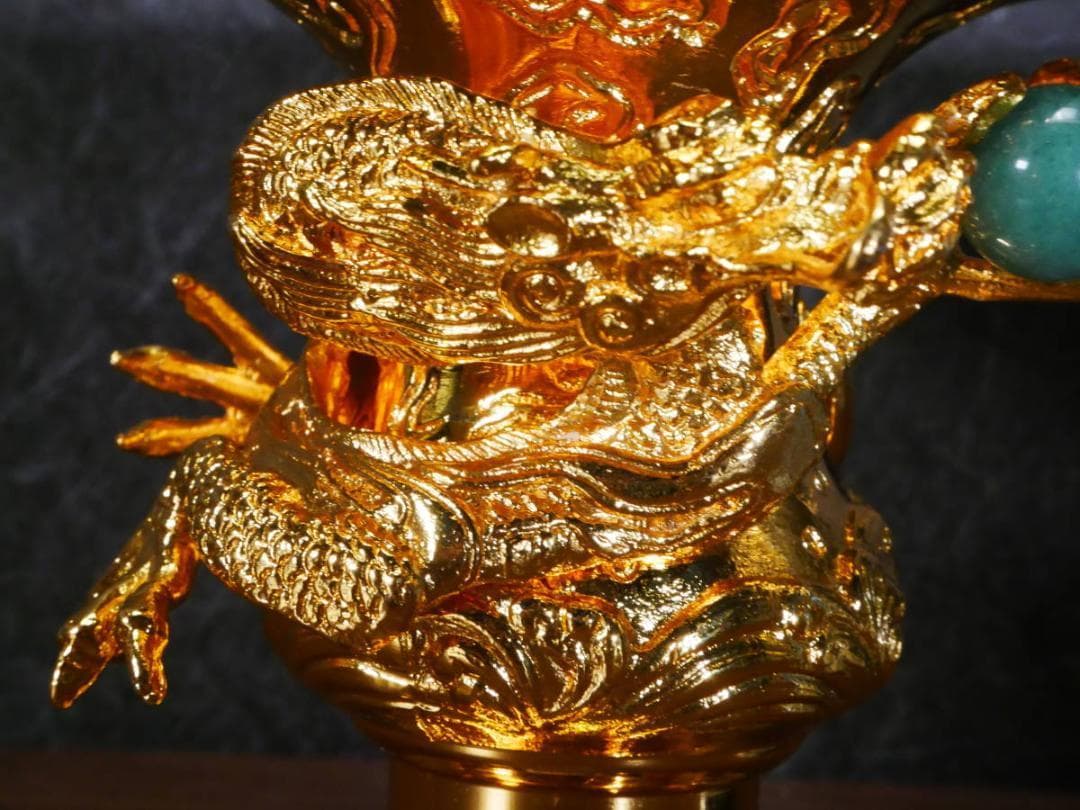 限定値下　展示未使用品　国産本金鍍金の花瓶　高田派　花立　4685