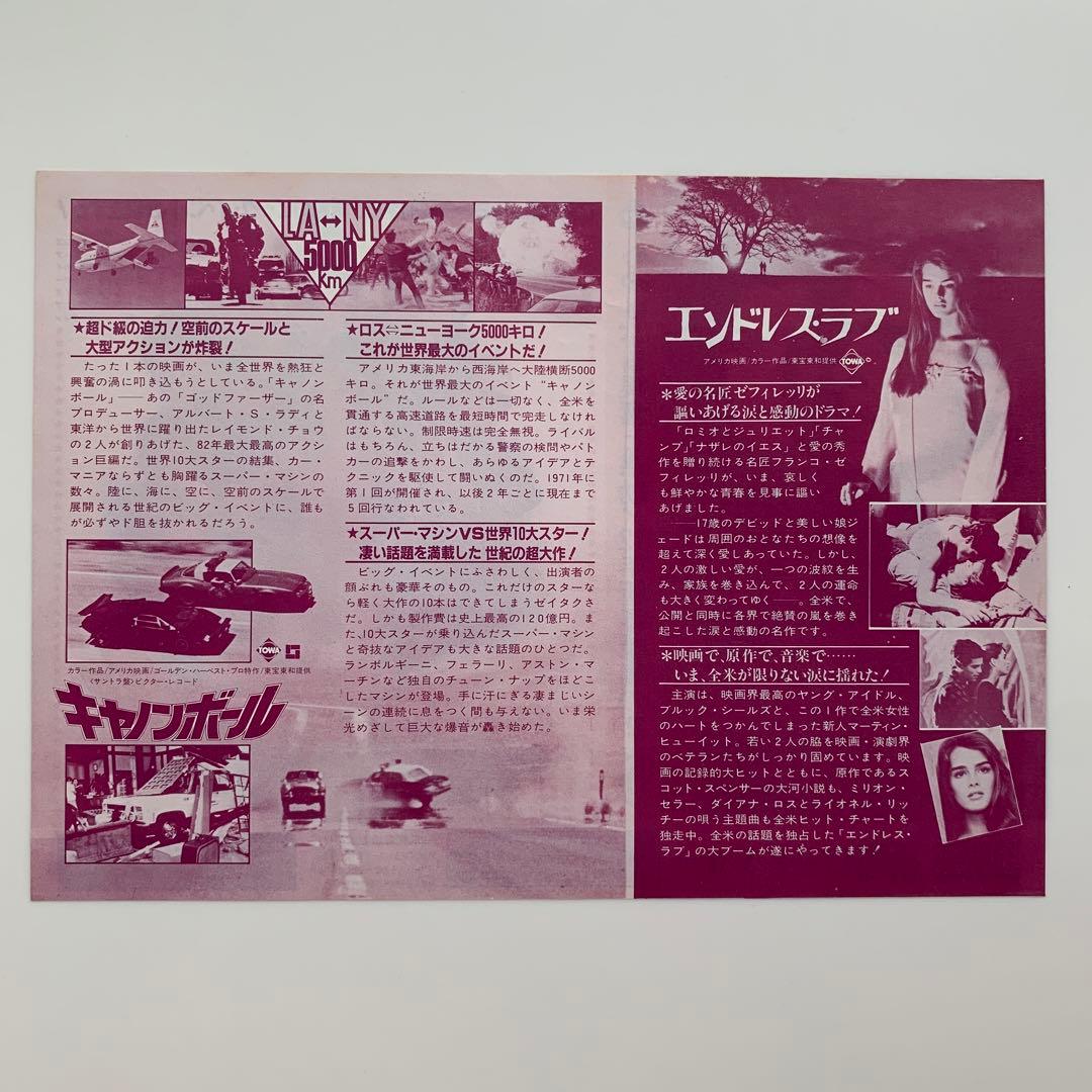 エンドレス・ラブ＆キャノンボール 2本立て映画チラシ（映画フライヤー