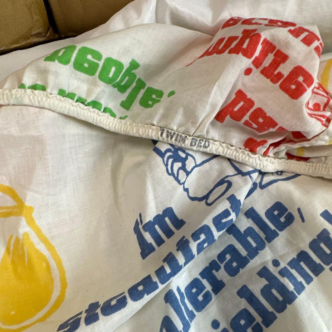 希少　スヌーピー ビンテージシーツ　スポーツ　アメリカ製　海外ツインサイズ