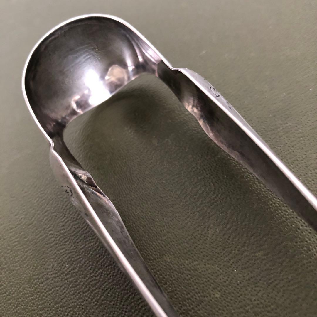 フランス アンティーク　純銀製　獣足　トング　ミネルヴァ　手彫り装飾　ビンテージ