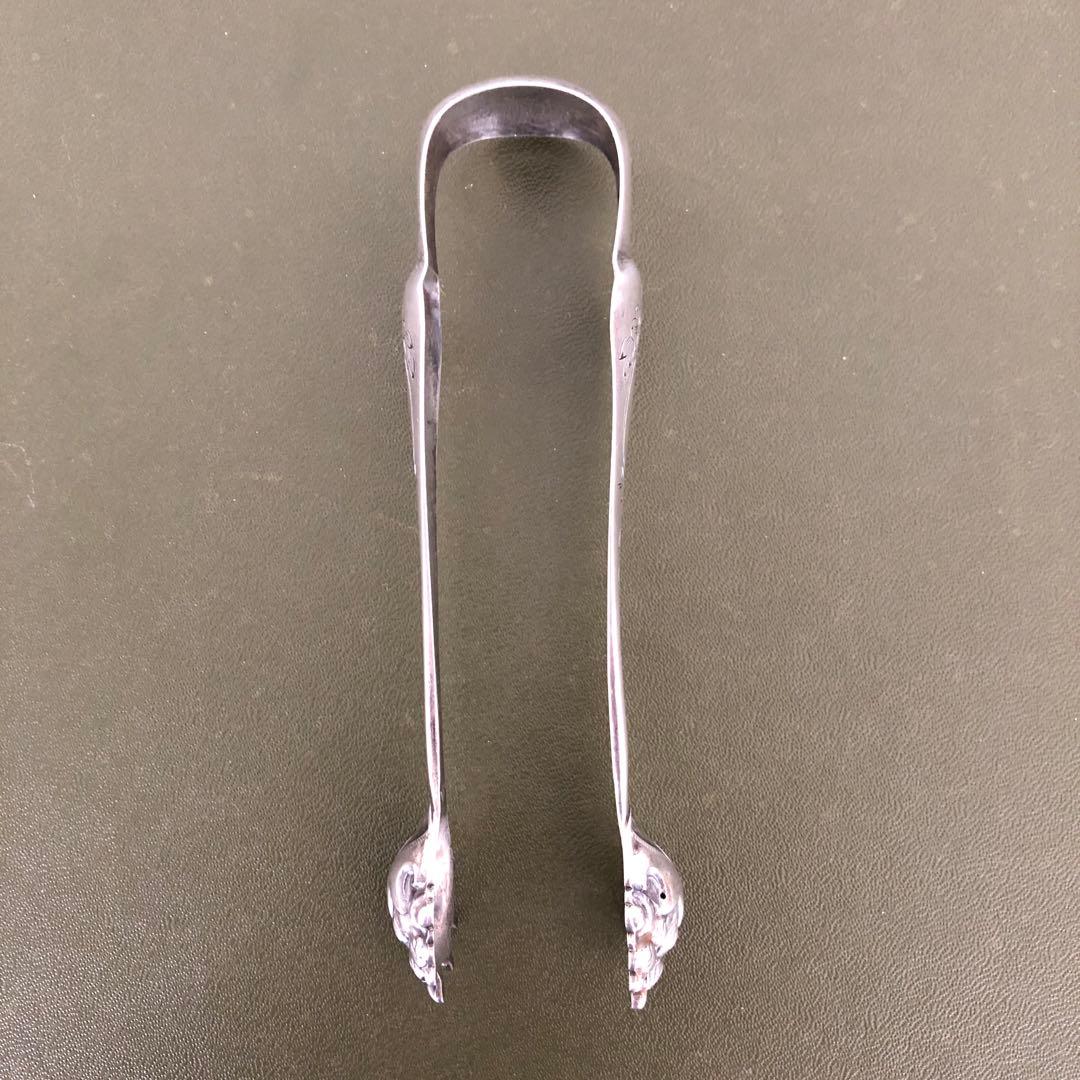 フランス アンティーク　純銀製　獣足　トング　ミネルヴァ　手彫り装飾　ビンテージ