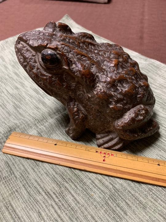 竹根手彫りがまがえる アンティーク