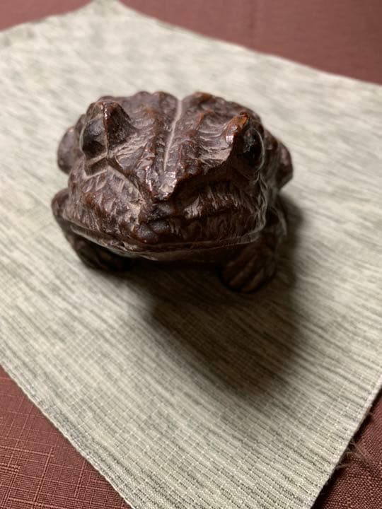 竹根手彫りがまがえる アンティーク