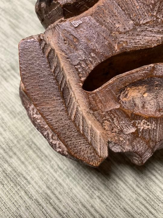 竹根手彫りがまがえる アンティーク