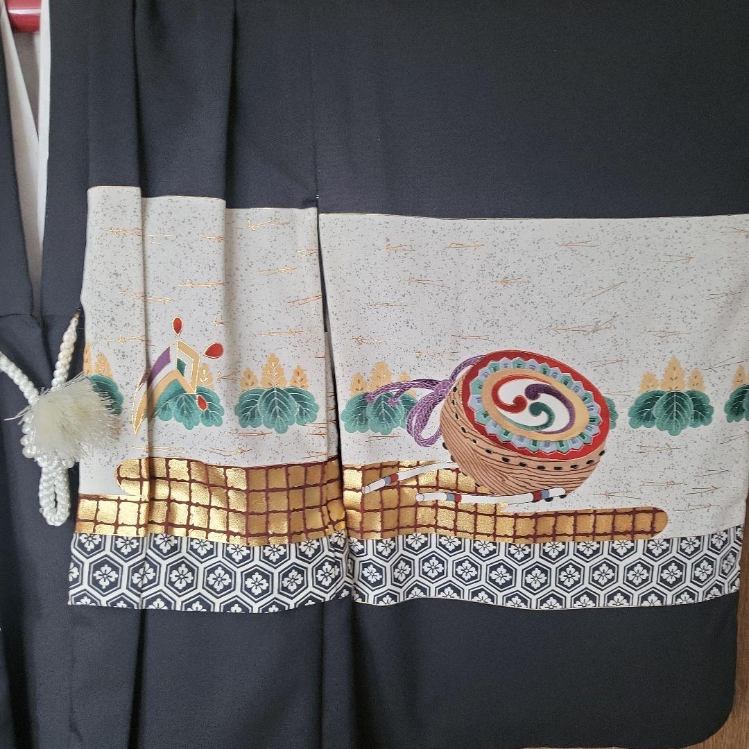 七五三用　5歳　袴セット　美品　日本製　黒地着物