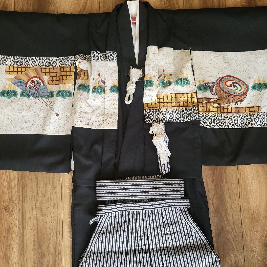 七五三用　5歳　袴セット　美品　日本製　黒地着物