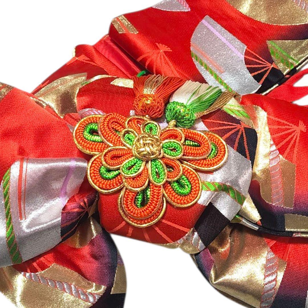 七五三 着物セット 赤金　子供用　きもの　帯　草履　和服　和装