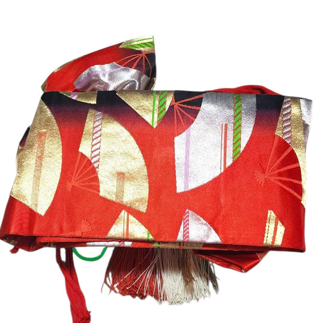 七五三 着物セット 赤金　子供用　きもの　帯　草履　和服　和装