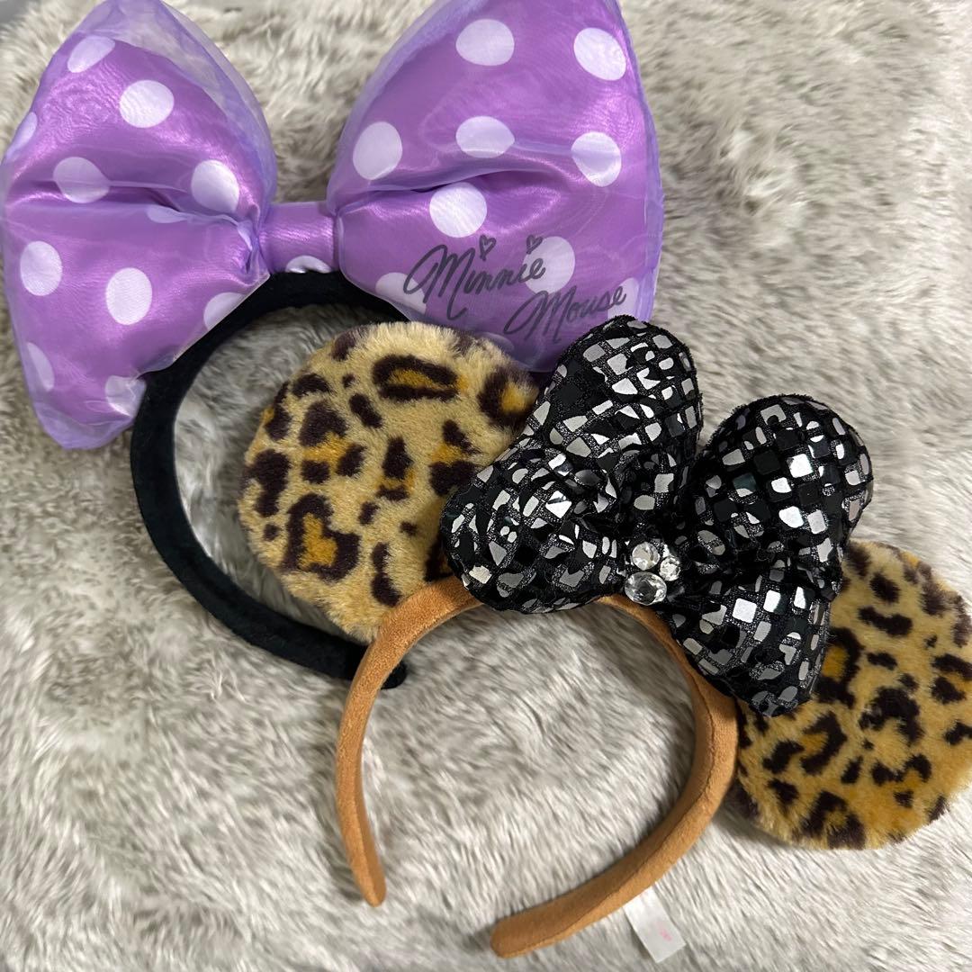 ディズニー ヒョウ柄カチューシャ ミニーカチューシャ セット - メルカリ