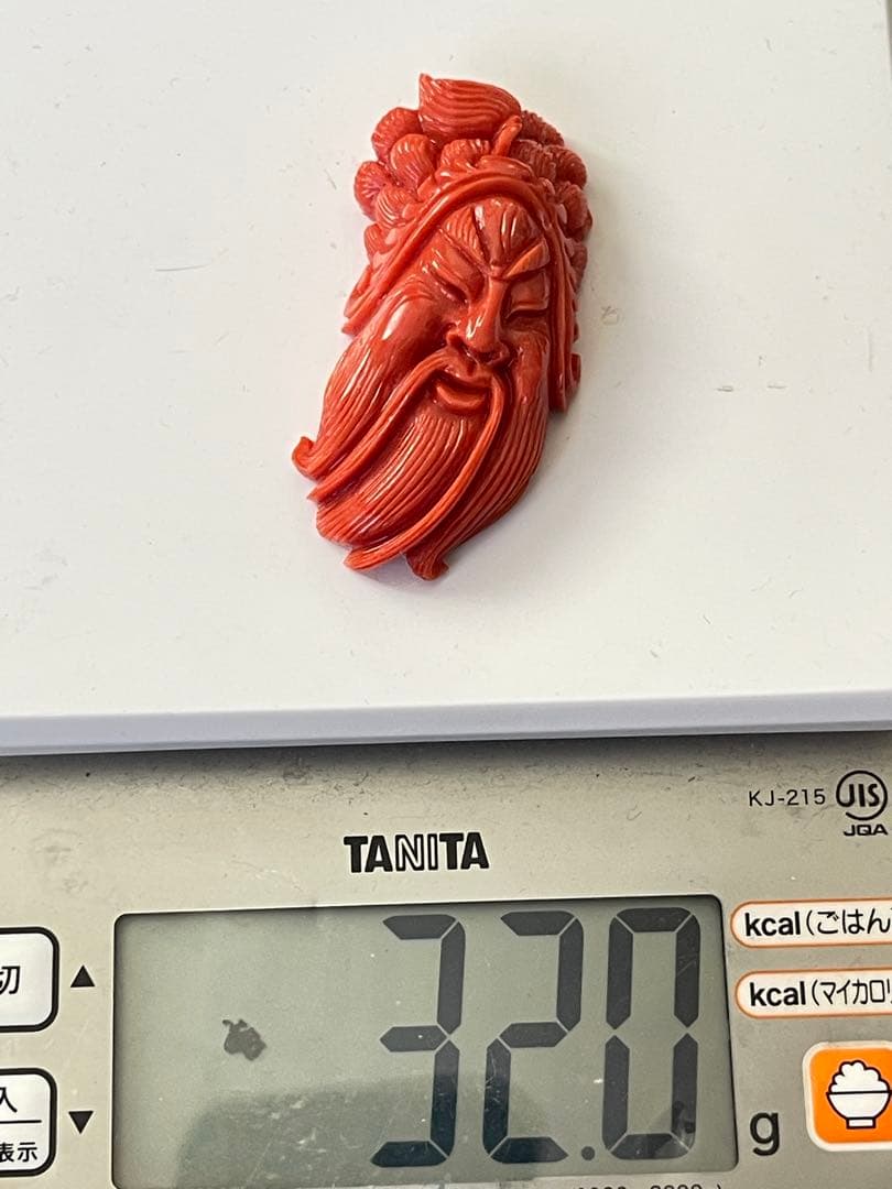 珊瑚サンゴ雕刻ルース60mm、重约32g、160.3ct