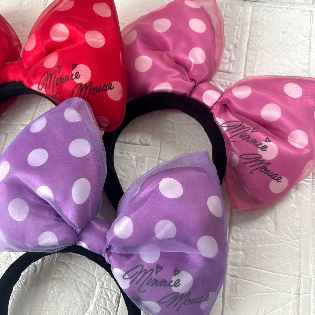 美品 ディズニーリゾート ミニービッグリボンカチューシャ 水玉 5個