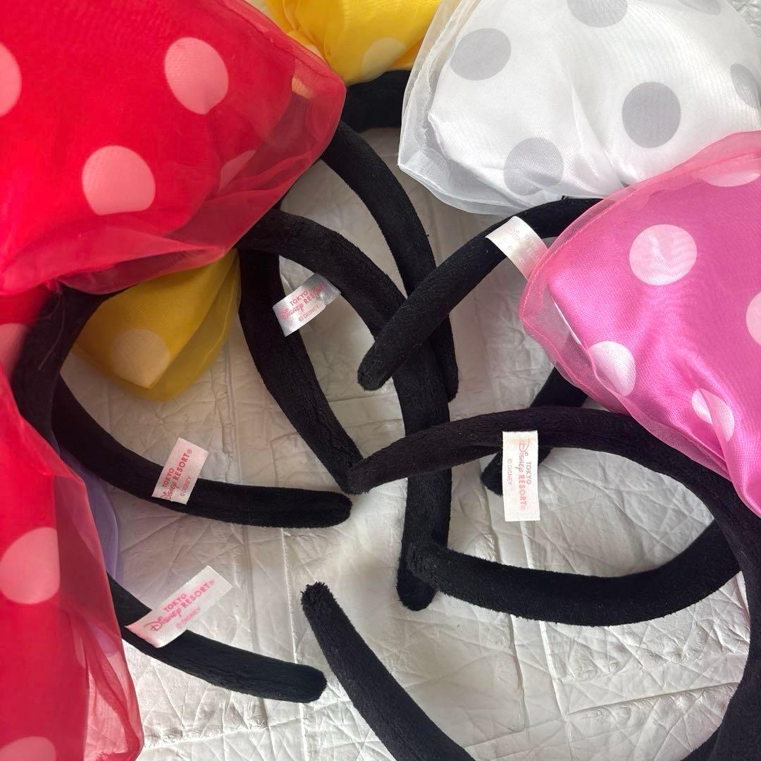 美品 ディズニーリゾート ミニービッグリボンカチューシャ 水玉 5個