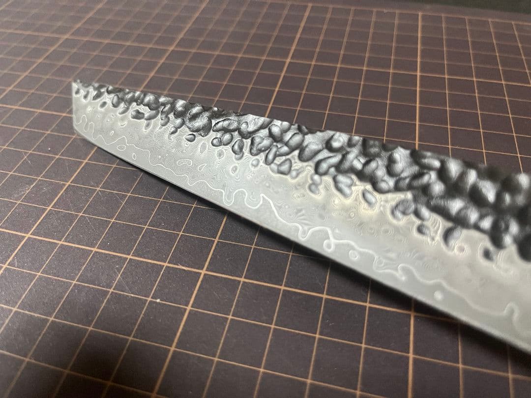 V金10号 刺身包丁 黒打鍛造 ダマスカス V10 八角柄 先丸柳