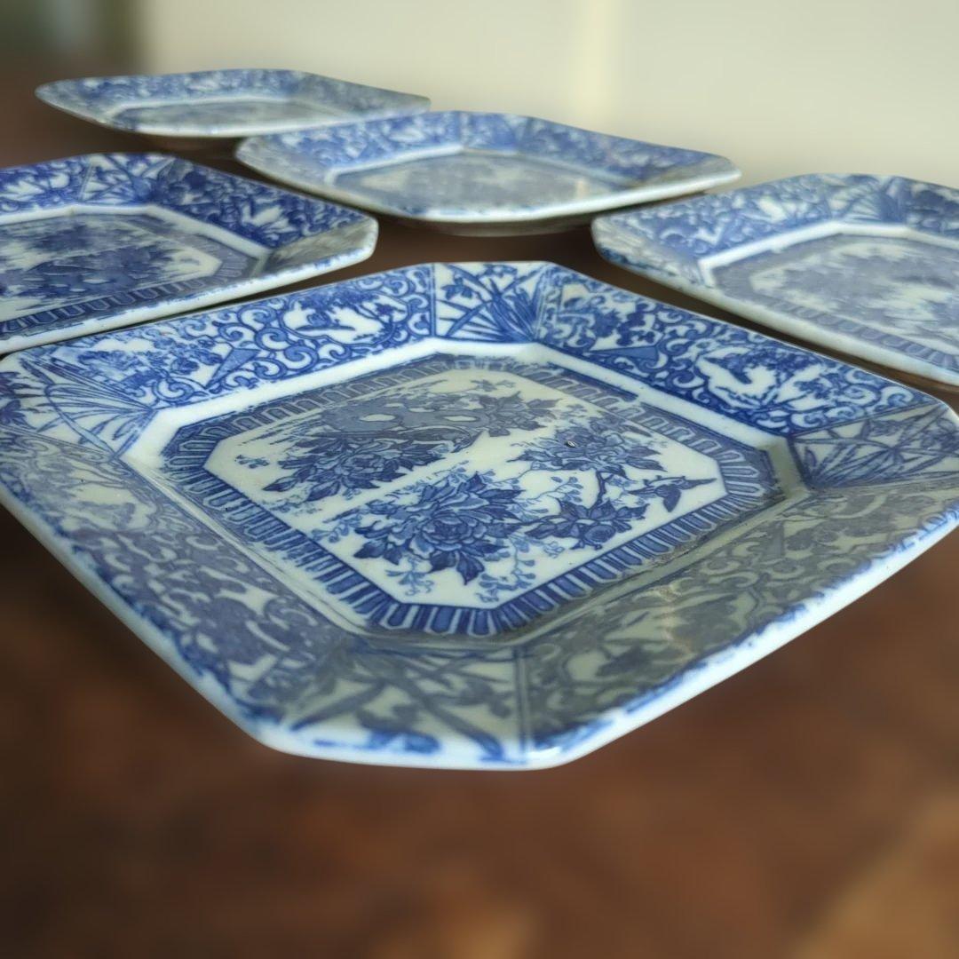 WHITE様専用 骨董 角皿 伊万里 印判 花 7枚