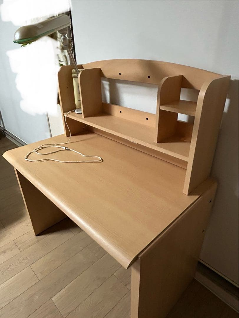 ナチュラルデスク 上部棚付き デスクライト