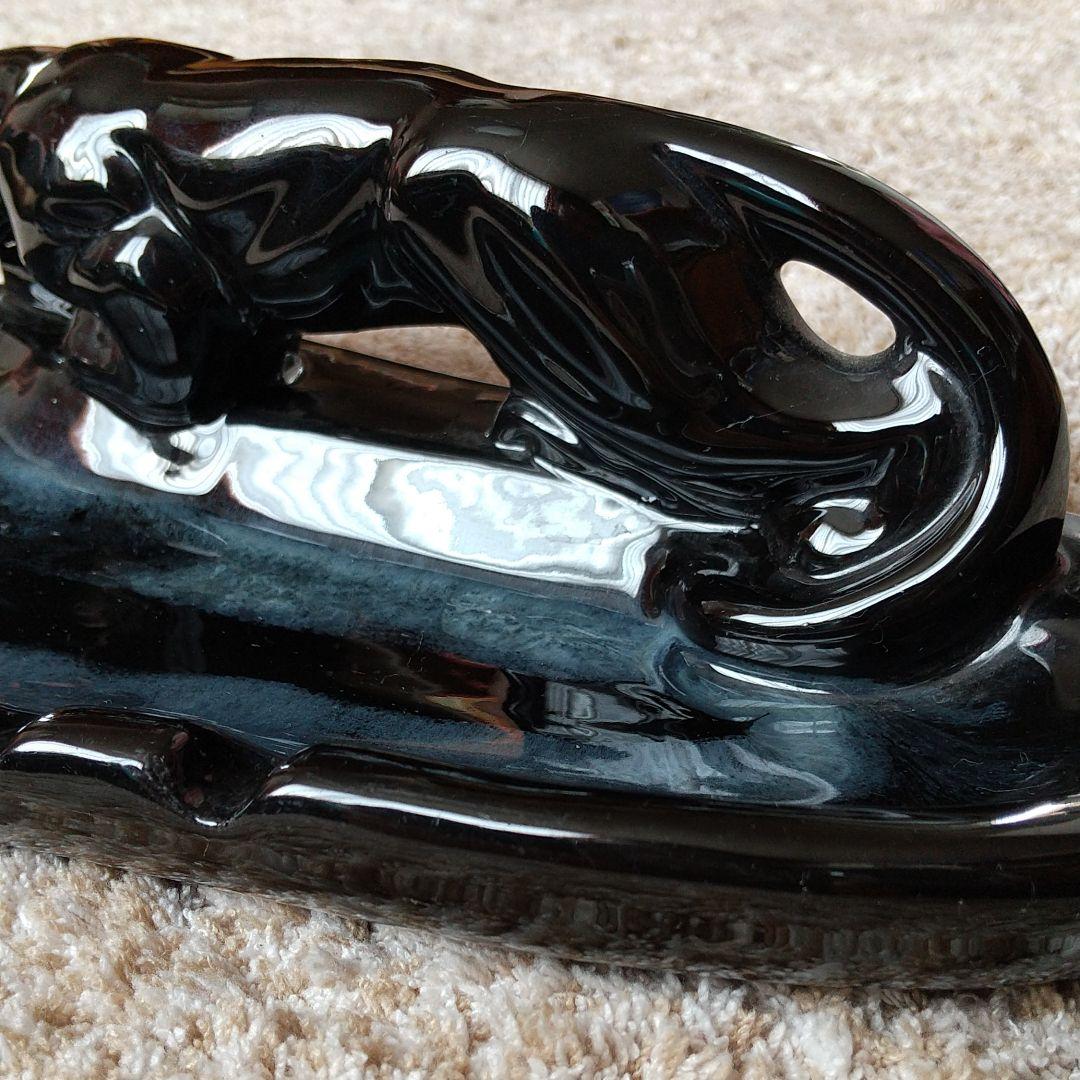 黒豹陶器ブラックパンサーvintage希少クロヒョウ激レア灰皿アッシュ置物美品
