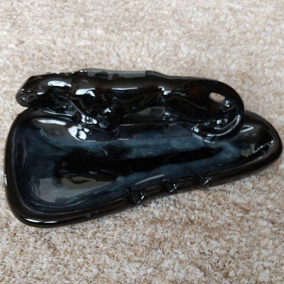 黒豹陶器ブラックパンサーvintage希少クロヒョウ激レア灰皿アッシュ置物美品
