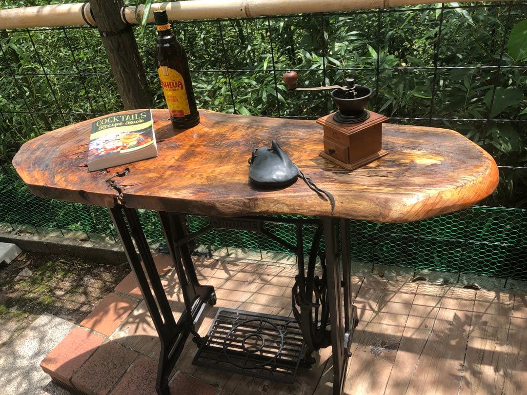 ハンドメイドテーブル　JANOME 足踏みミシン　ミシン台　アンティーク