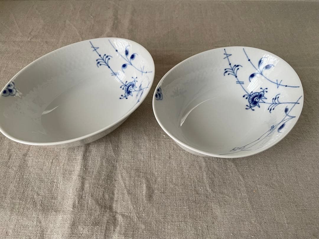 新品】ロイヤルコペンハーゲン ブルーパルメッテ オーバルボウル ペア