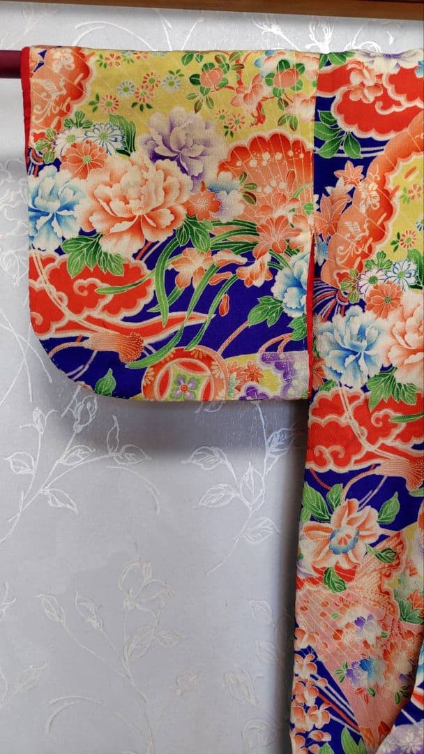 RK381アンティーク子供着物江戸縮緬着丈81センチ裄丈38センチ貴重な着物綺麗